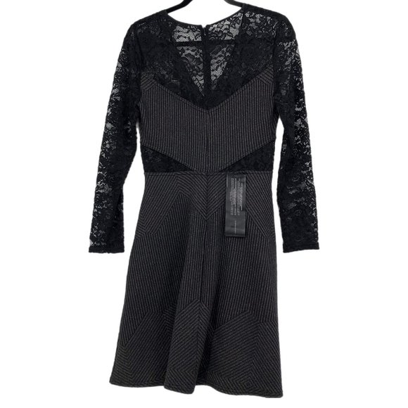 BCBGMaxAzria Black V-Neck Fit & Flare Dress | Versatile for All Seasons - Picture 2 of 6